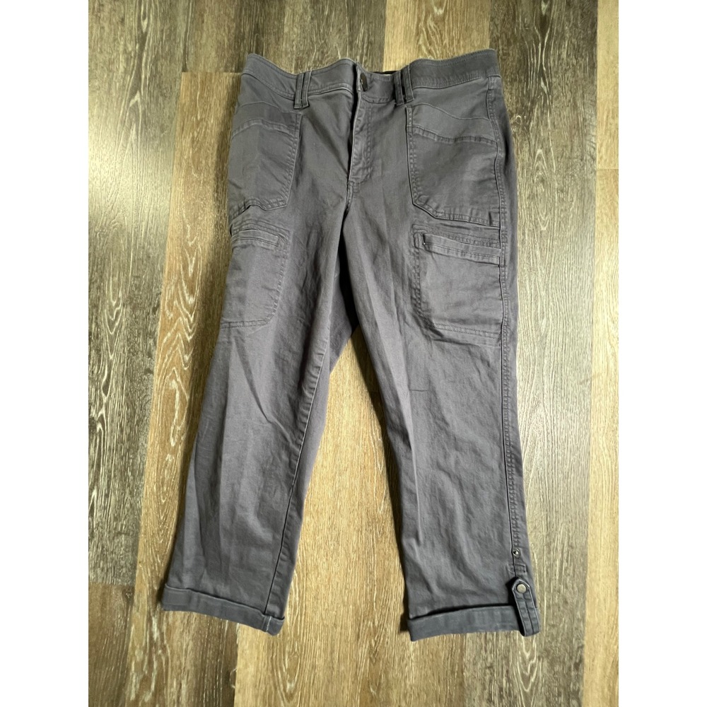 Democracy Cargo Crop Pants Womens 14 Gray Ab Solution Utility Cuffed Trousers